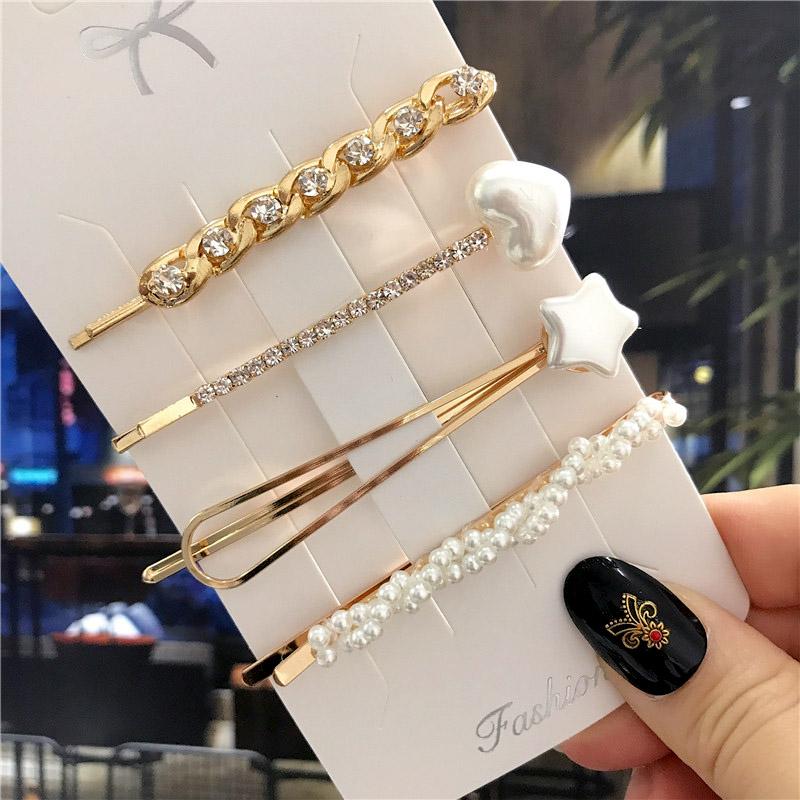 5pcs Sweets Hairpins Pearls Hair Clips for Women Fashion Barrettes Headwear Girls Hair Accessorie Bands
