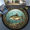 Hook Fish Round Area Rug Under Office Chairs Bedroom Living Room Home Decor