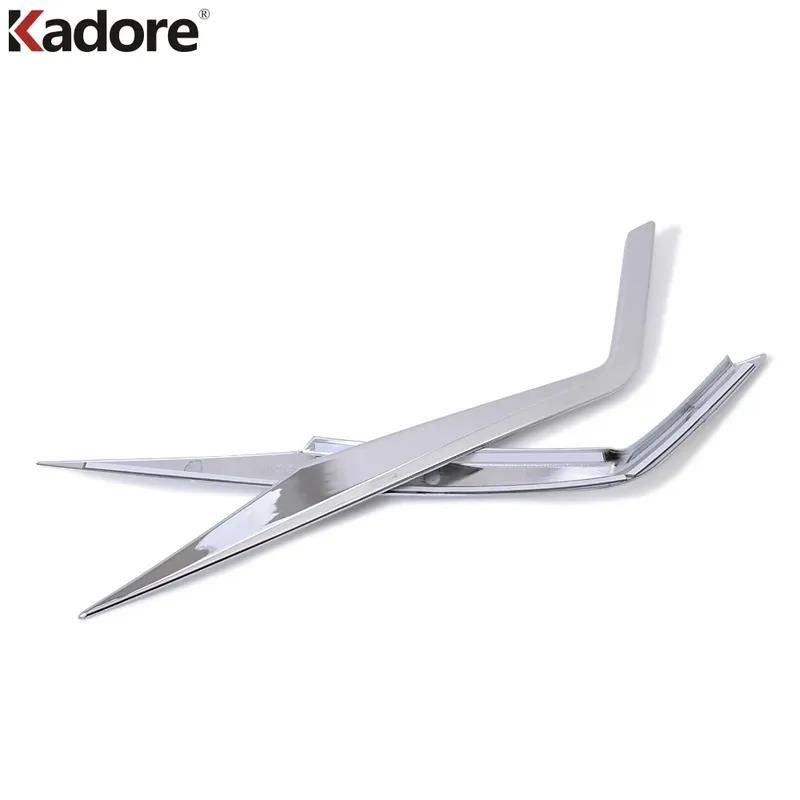 For Skoda kodiaq 2016 2017 2018   Chrome Car Front Fog Light Lamp Eyebrow Cover Trim Foglight Eyelid Trims Accessories