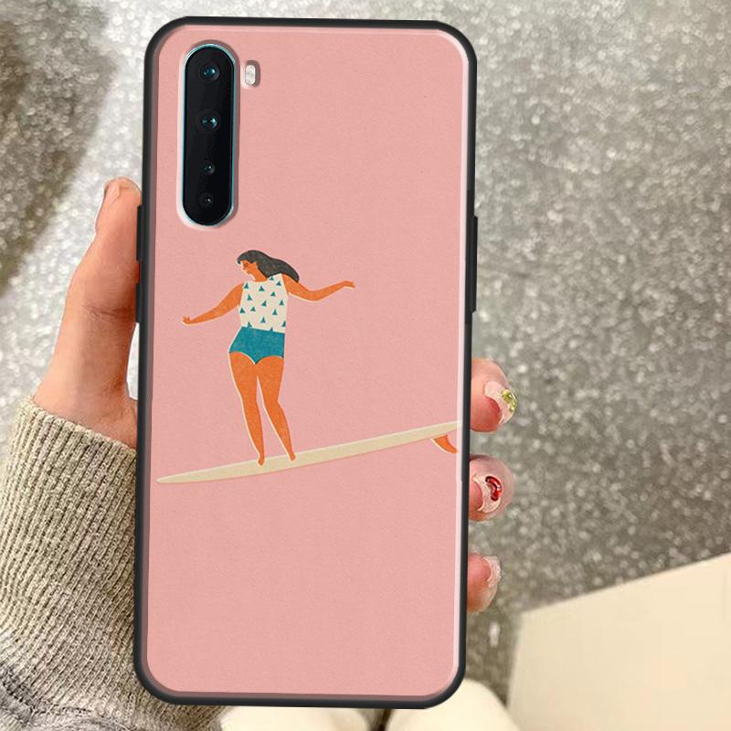 Surfboard Surfing Surf Girl Case For OnePlus 15 15R 13 13R 13T 12 12R 11 10 10R 10T 8T Nord CE 5 4 2 3 Lite N20 N30 Coque