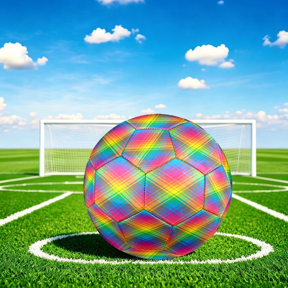 1pc Rainbow Plaid Size 5 Soccer Ball Professional Match Training Football Indoor &Outdoor Sports Ball Lightweight Durable m6551