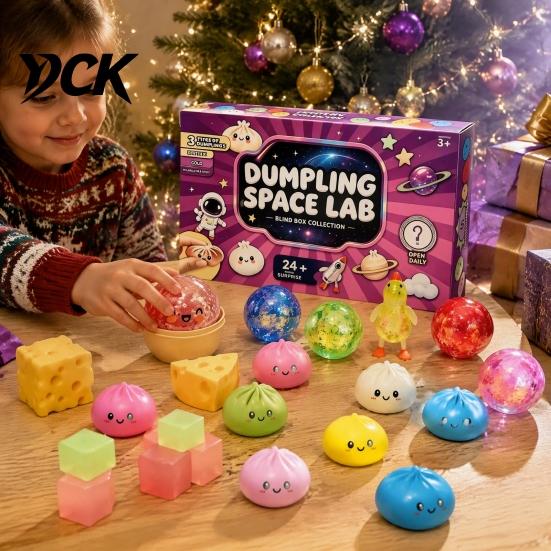 Holiday Countdown Surprise Gifts Squeeze Toys Advent Calendar, Soft Bun Sensory Fidget Toys, Christmas Stocking Stress Relieving for Office