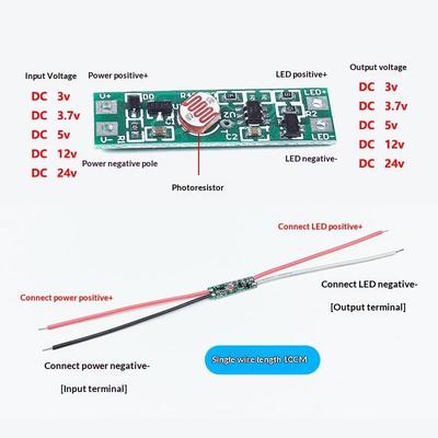 8mm Mini Light Control Sensor Switch, DC 3V 3.7V 5V 12V 24V Photocell Auto On Off Switch For Street Lamp LED Light