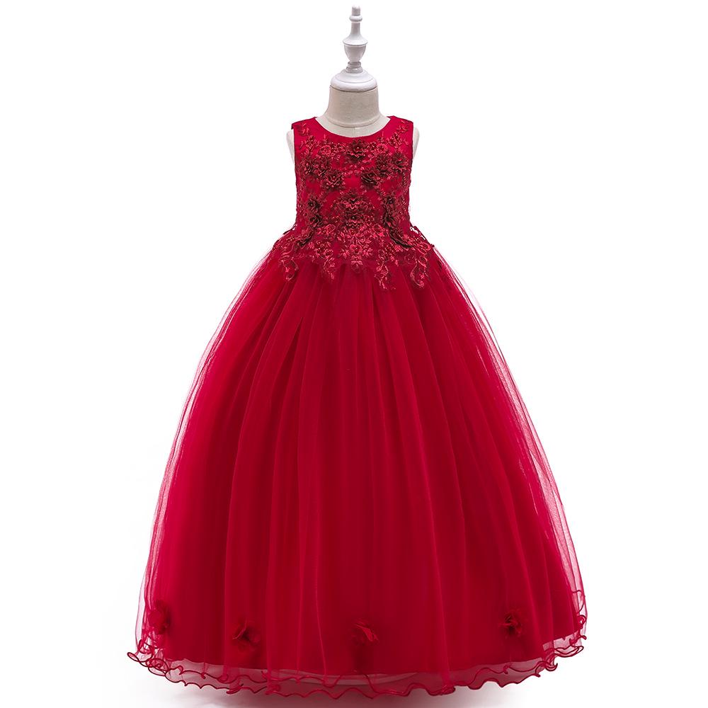 European & American Flower Beaded Princess Dress for Girls - Catwalk & Piano Performance Wear