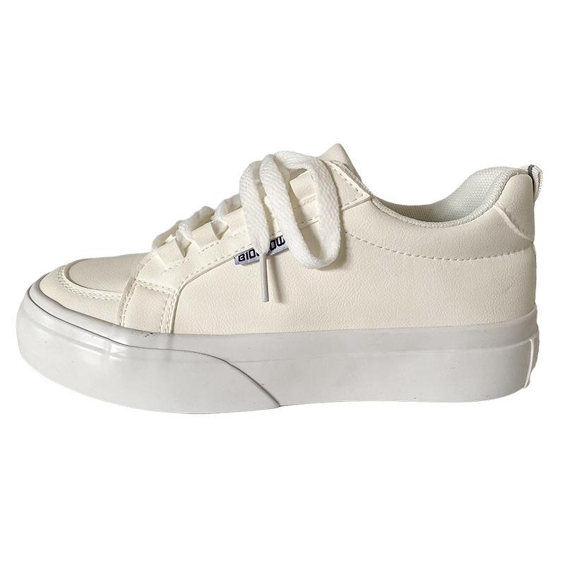 

B-9023 нишевая платформа белые туфли женская обувь кожаная поверхность универсальные 2024 новая обувь на доске повседневная взрывная оригинальная и удобная 35 белый