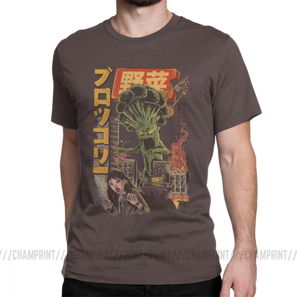 Giant Mushrooms Monster Clothes Demon Broccozilla T Shirts For Men Broccoli Funny Japanese Anime T