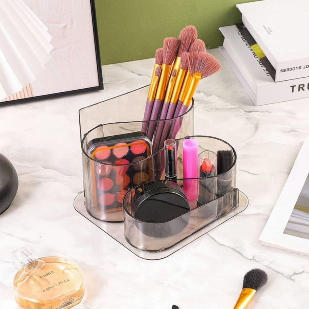 Multifunctional Desktop Cosmetic Storage Box Large Size Plastic Stationery Sorting Box Transparent Pen Holder Home Office