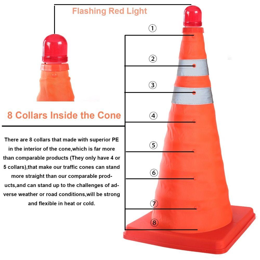 Reflexstreifen LED-Licht Reflektionskegel Orange Farbe Reflektierender Verkehrskegel Verkehrssicherheit