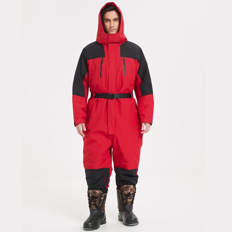 Thickened Waterproof Down Jumpsuit for Winter Fishing and Ice Protection