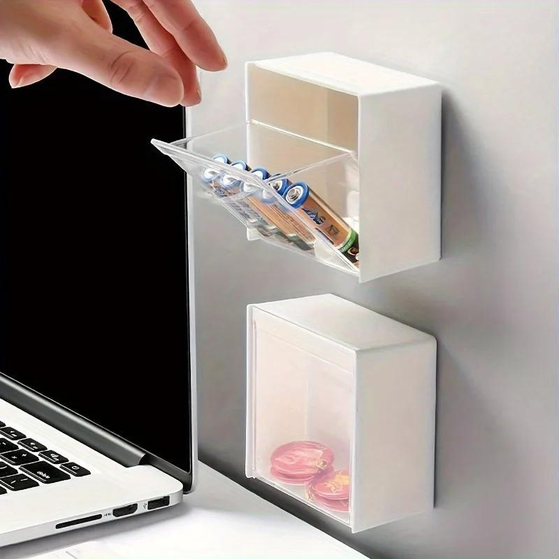 2/3pcs Plastic Makeup Organizer-Unfinished Finish,No Drill Installation,Compact Design with Flip Cover for Cotton Pads,Hair Ties