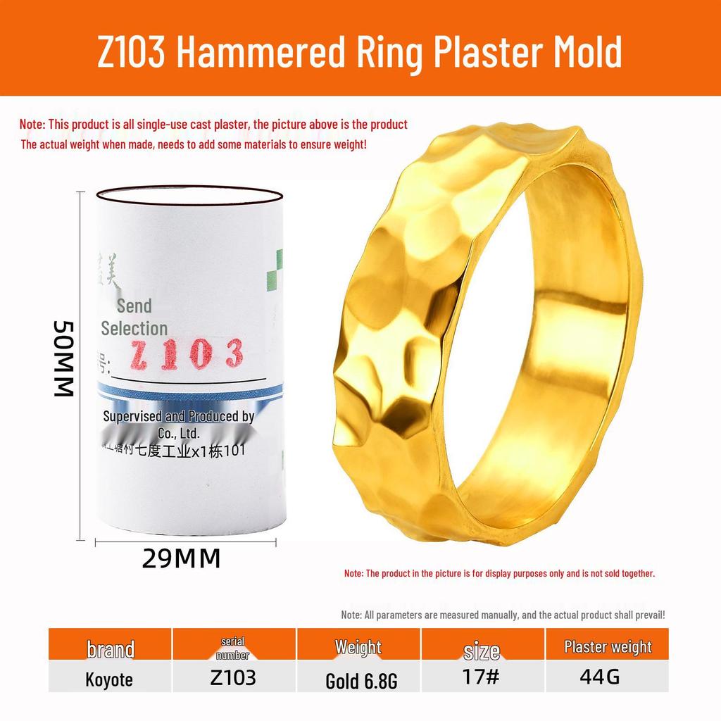 Hammered Stone Plaster Mold Ring for Men & Women - Gold & Silver Options, Plain Design, Perfect for Couples.