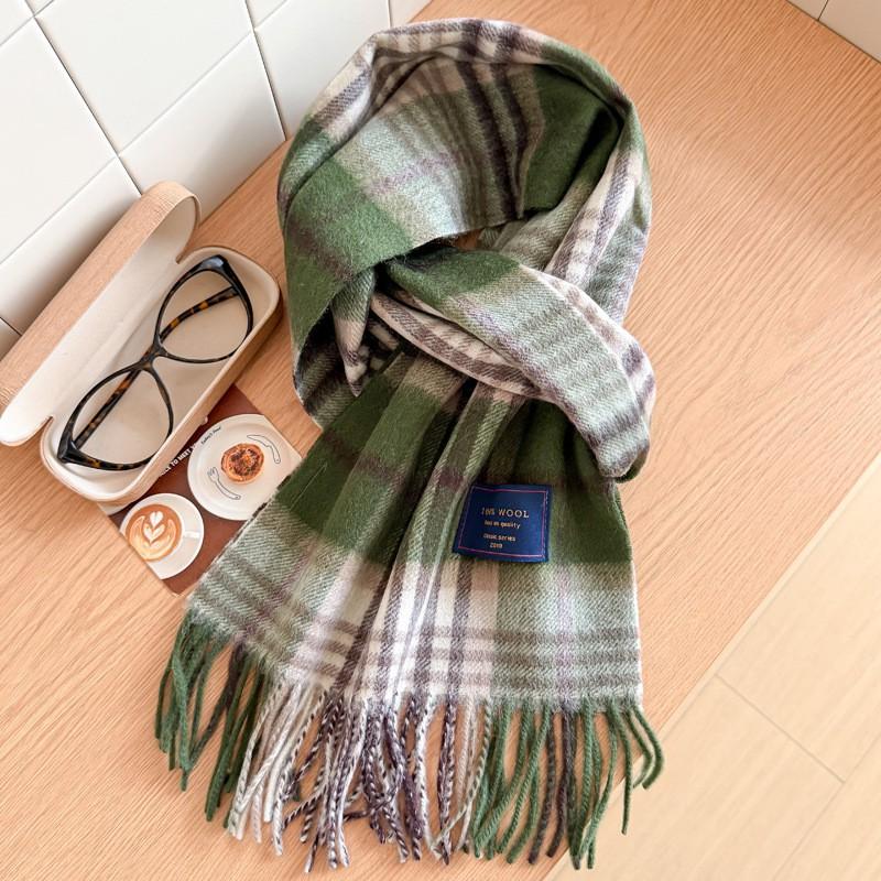 100% Wolle Karierter Schal Herren Damen Paar Warm Kaschmir-Mischung Karriert Winter Halswärmer