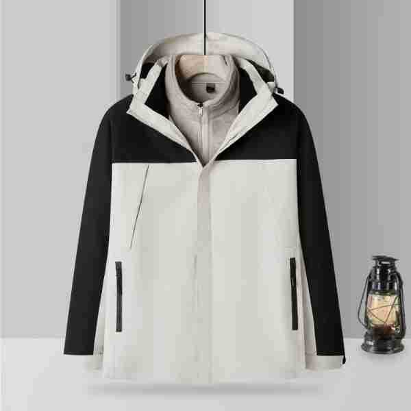 Thickened Silver Fox Velvet Three-in-one Waterproof and Windproof Camping and Mountaineering Detachable Overalls