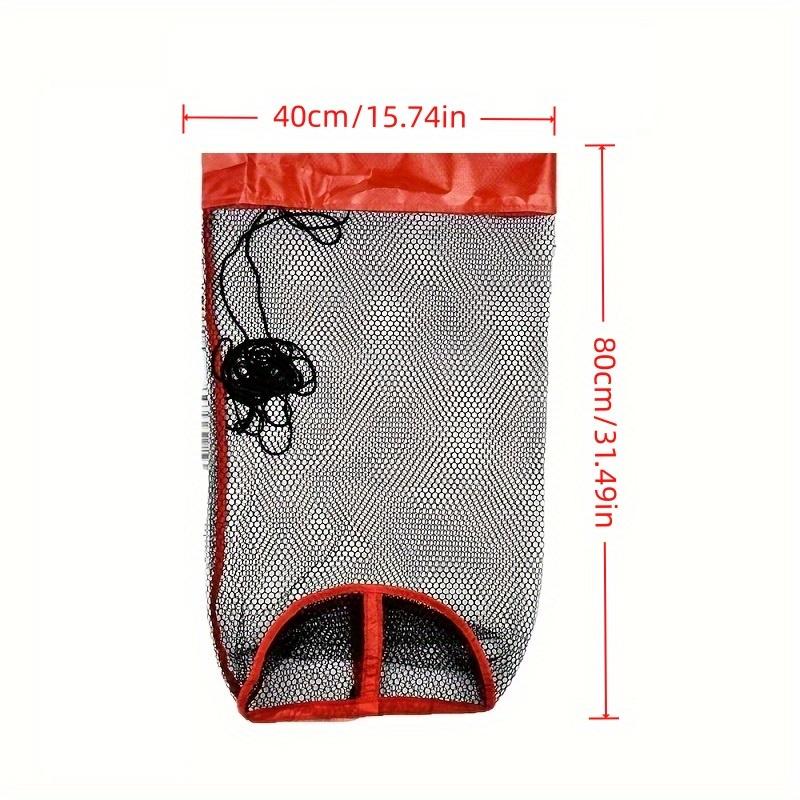40x80cm Large Collapsible Fishing Net with Long Handle & Quick-Dry Mesh - Heavy-Duty Nylon Foldable Fish Basket with Storage Bag,