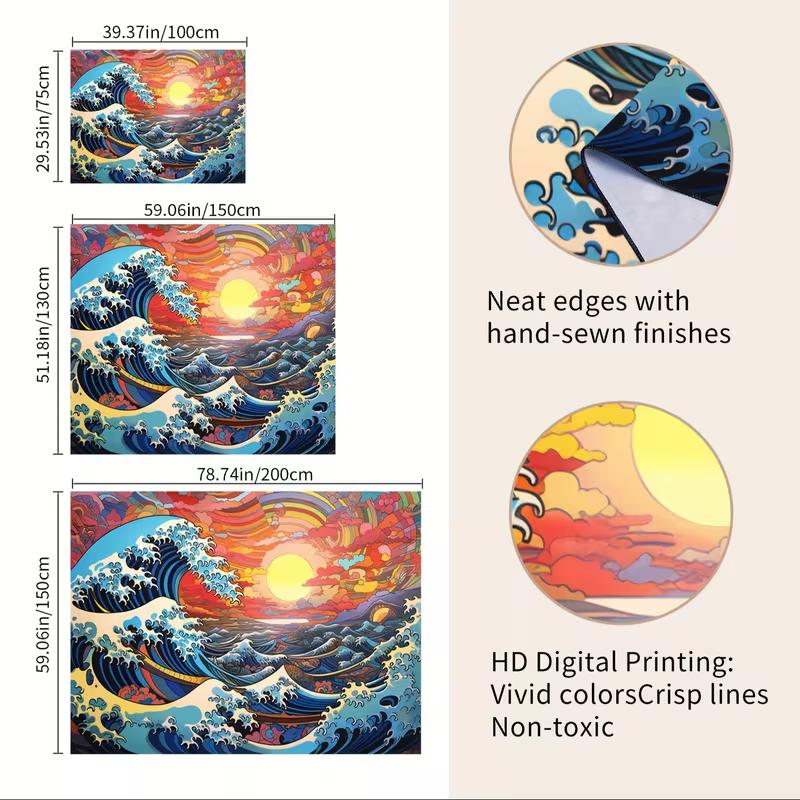 2D Printing Psychedelic Great Wave Tapestry for Wall Decoration