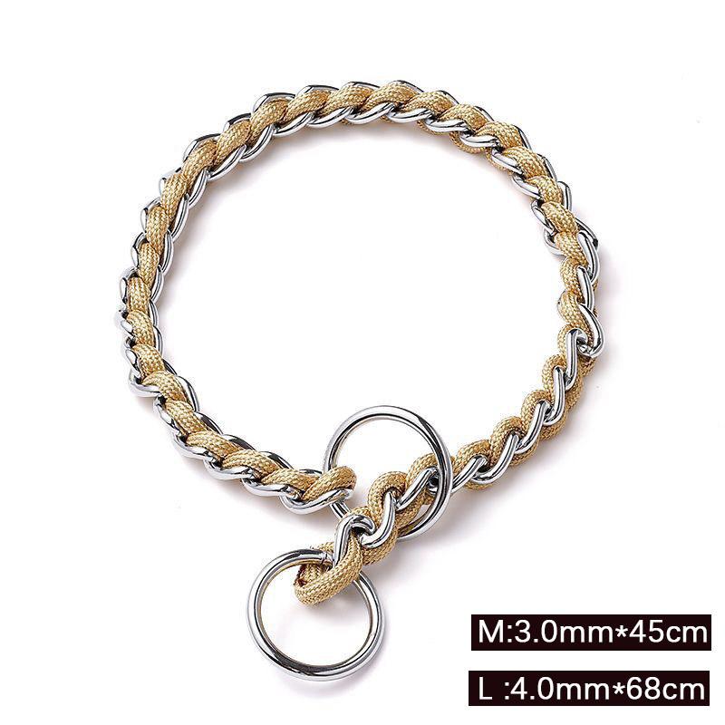 Walking Dog Leash With Continuous Bite Resistance P-Chain P-Shaped rope Collar Anti Bite Break Medium-Sized Large Dog Pet Chain