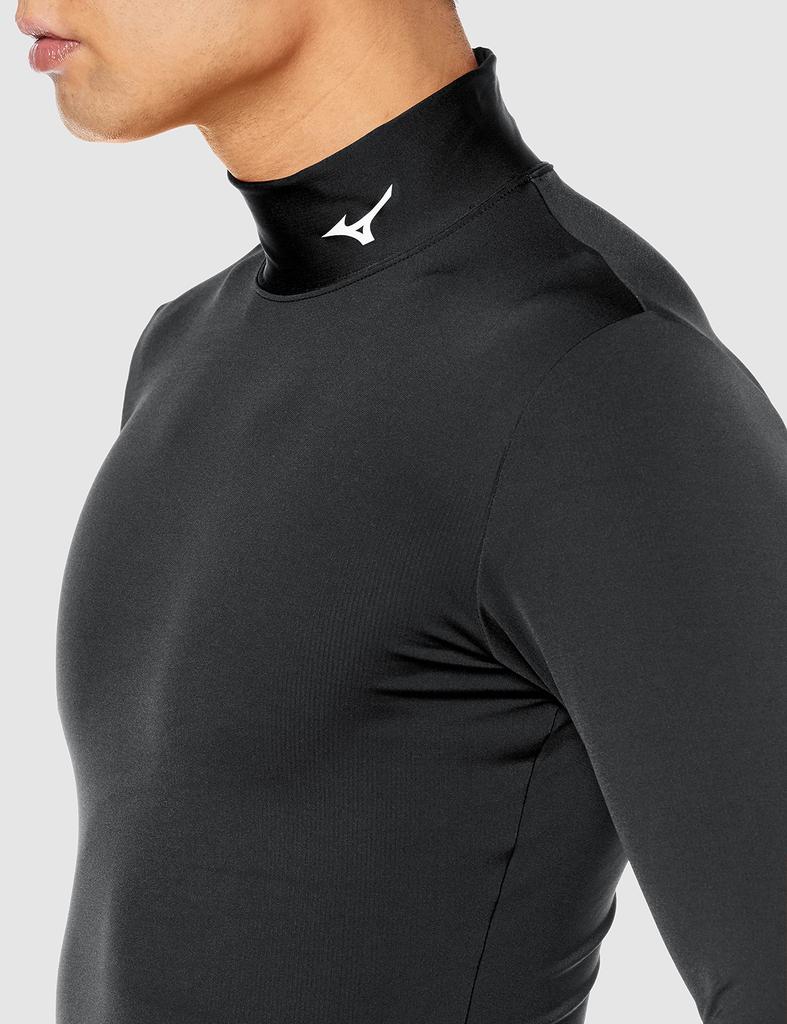 Mizuno Bio Gear Shirt HN Training Size M Fleece-Lined Wear, 32MA0500, Men's, Black/White,