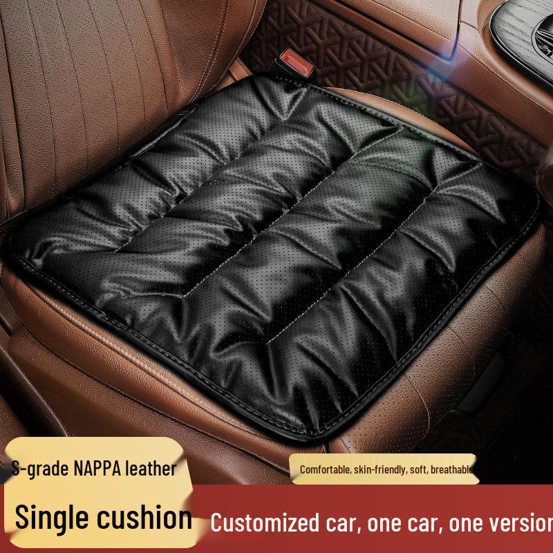 Universal Premium Nappa Leather Car Seat Cushion for All Seasons, Single Piece, Compatible with Mercedes-Benz and BMW