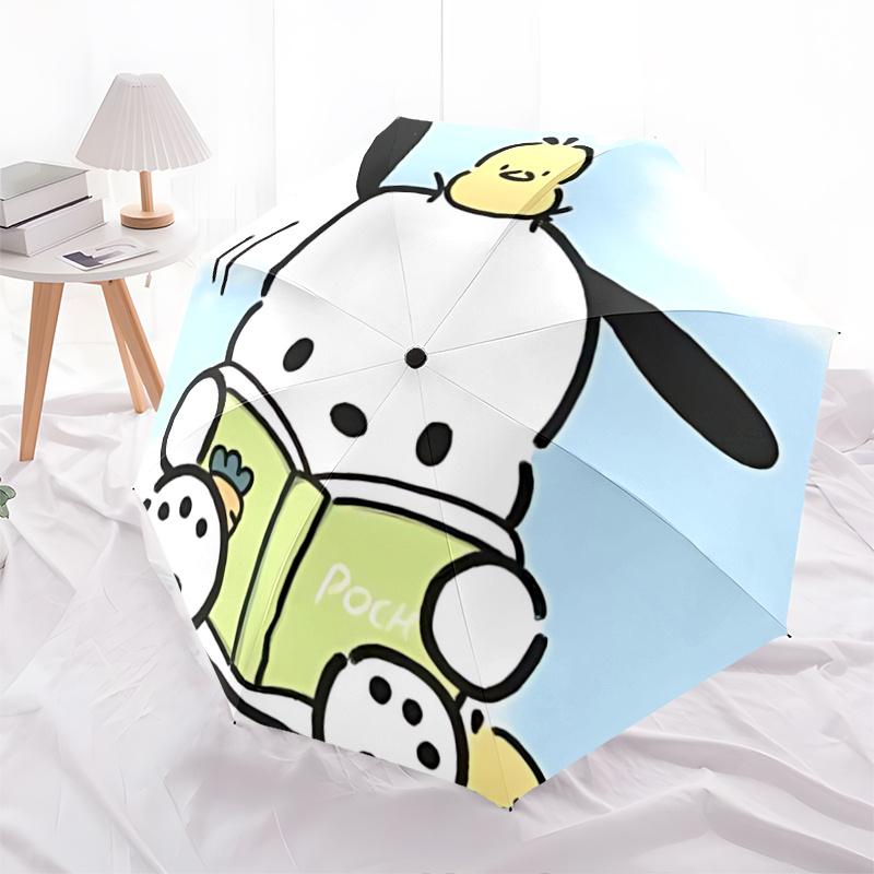 

1pc Pochi Dog Automatic Opening/Closing Umbrella with Yellow Chick - Portable Folding Design, 8-Bone Iron Frame Outdoor Umbrella for Fans, Travelers,