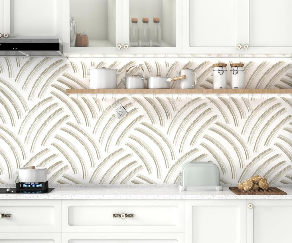 Beige Weiß Selbstklebende Tapete Boho Dekorative Selbstklebende Tapete für Schlafzimmer Schubladen Schränke Dekor Vinylrolle