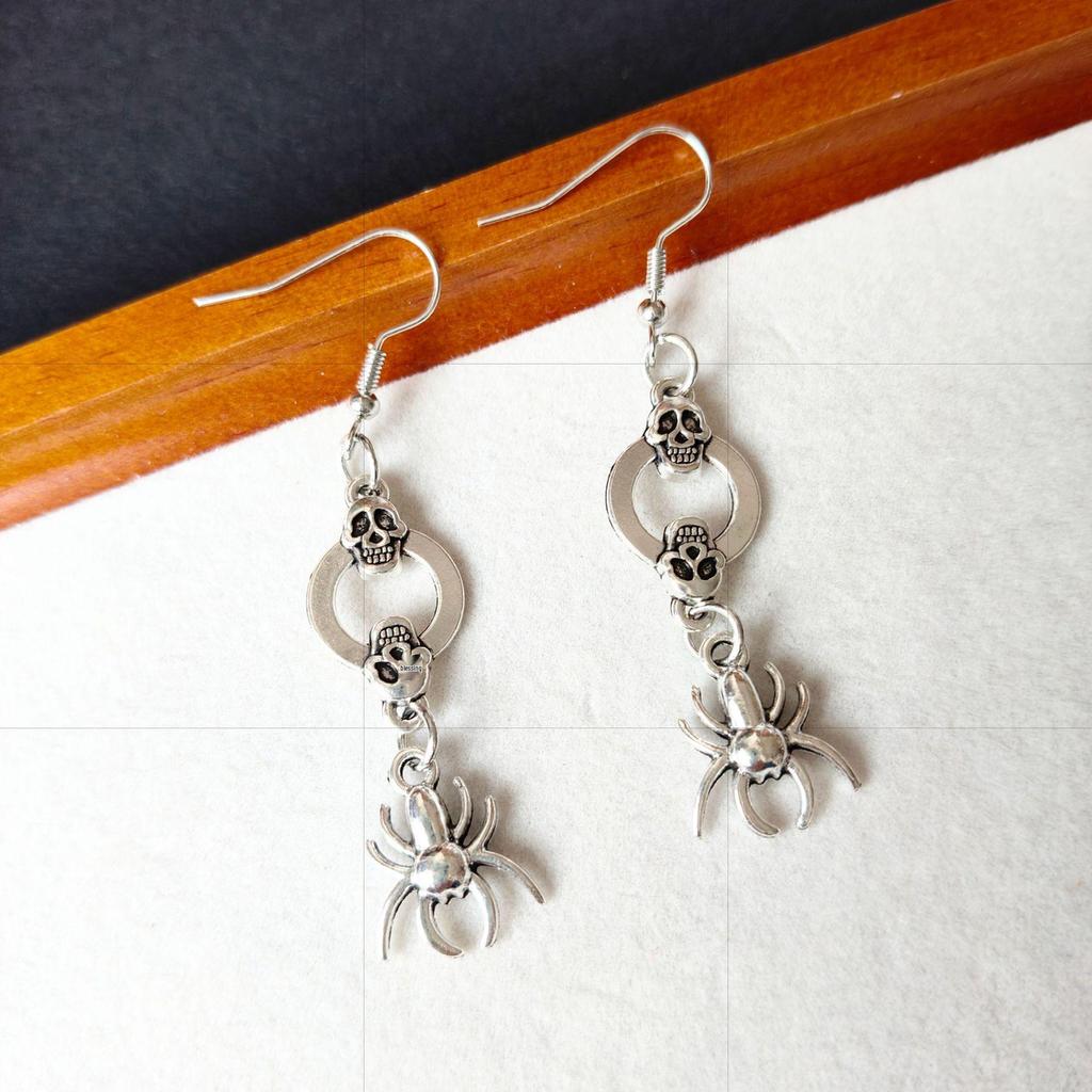 Halloween Skull & Spider Statement Earrings