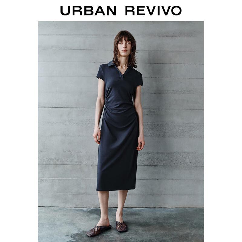 

UR 2025 Summer Pleated A-Line Short Sleeve Long Dress XS