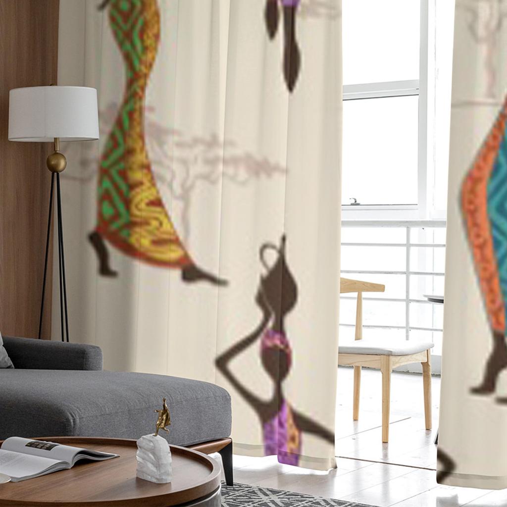 African Women With Vases Tulle Sheer Curtains for Living Room the Room Bedroom Kitchen Decoration Voile Organza Curtains