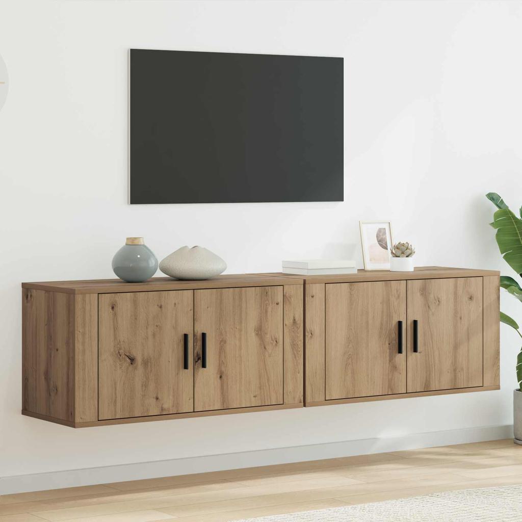 Wall Mounted TV Cabinet Set 2 pcs Artisan Oak 80 x 34.5 x 40 cm