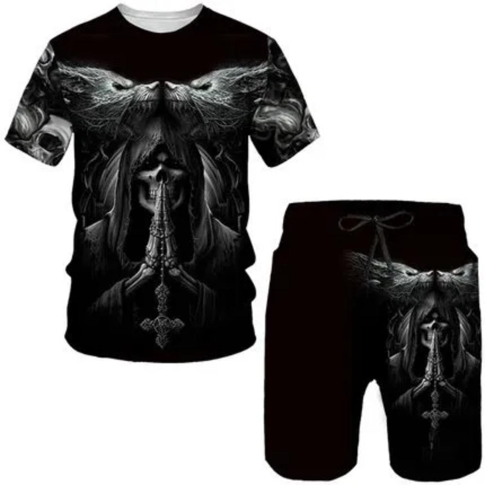 Fashion Versatile Printed Short Sleeve Shorts Set Casual Simple Sportswear Daily Comfort Sport Wear Men’s