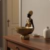 Woman Tray Statue Creative Design African Decor Sculpture Decorative Bowl Statue Home Display African Woman Figurine