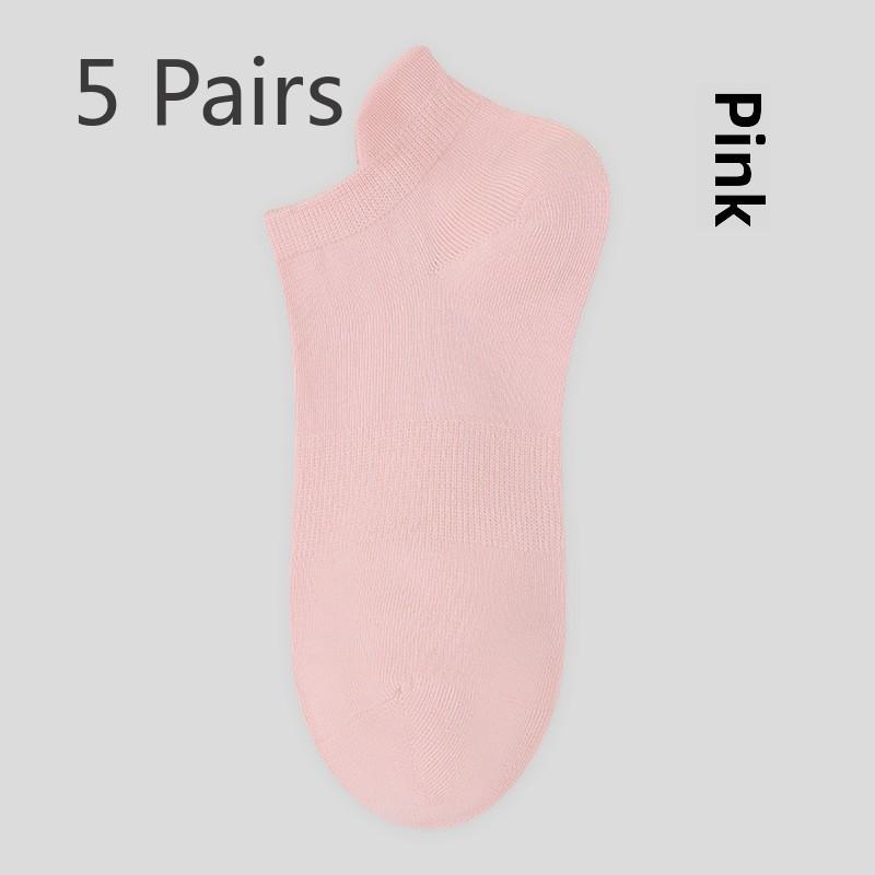 5 Pairs Women's Spring and Summer Antibacterial Breathable Anti-pilling Women's Boat Socks Casual Tight-woven Boneless Women's Socks