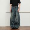 New American Retro Washed Old Jeans Women's New Trendy Brand Loose Straight Wide-leg Trousers Couple