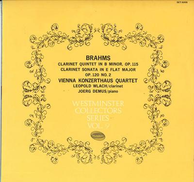 LP Record LEOPOLD WLACH, VIENNA KONZERTHAUS Q - Brahms Clarinet Quintet In B Minor, SET6009 WESTMINSTER 1966 Japan Classical Used