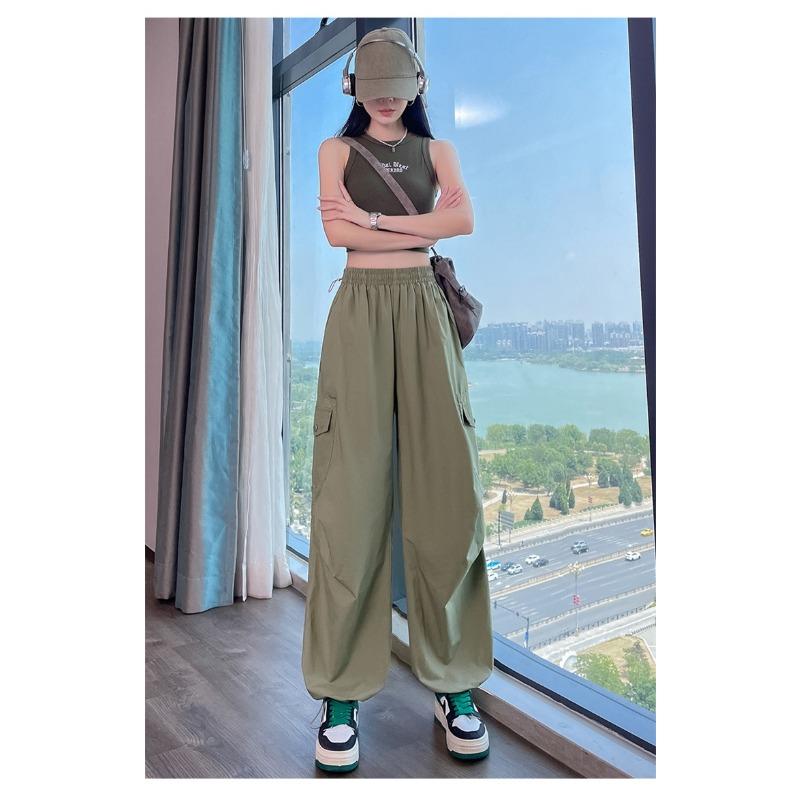 Women's Quick Drying Thin Sports Pants Summer High Waist Casual Convertible Cargo Pants for Outdoor Exercise Fitness