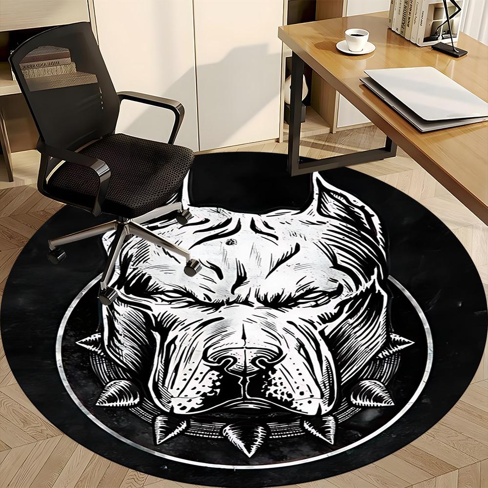1pc Pitbull Emblem Office Round Area Rug, Under Office Chairs Bedroom Living Room Home Decor, Room Deco