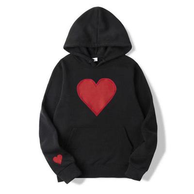 Heart-Shaped Valentine’s Day Loose Casual Couple Hoodie with Plus Velvet