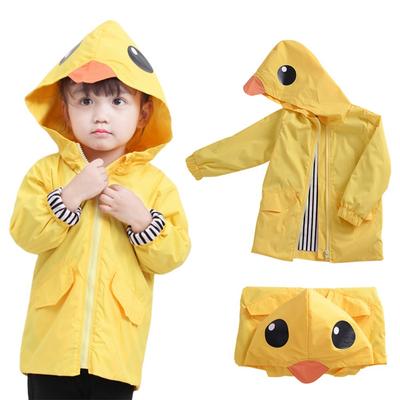 1-5 Years Kids Cartoon Style Raincoat Zipper Hooded Waterproof Coat