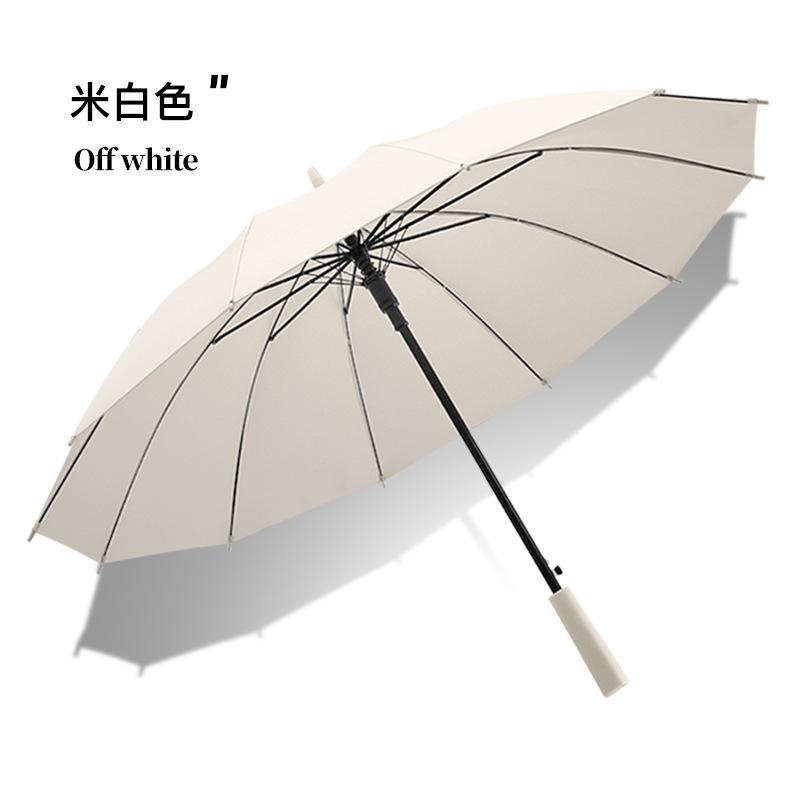 Straight rod 12K windproof skeleton Straight rod umbrella High density bumping cloth Simple plain color