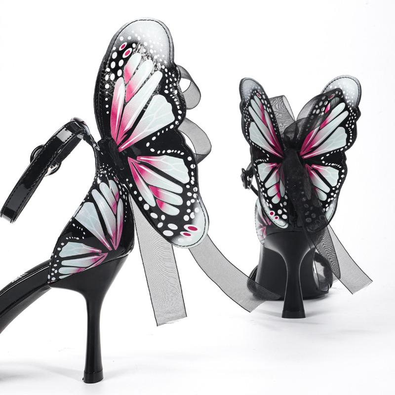 Fashion Shoes for Women Fad High Heels Three-dimensional Big Butterfly Stiletto High Heel Sandal Sexy High Quality Designer Womens Shoes