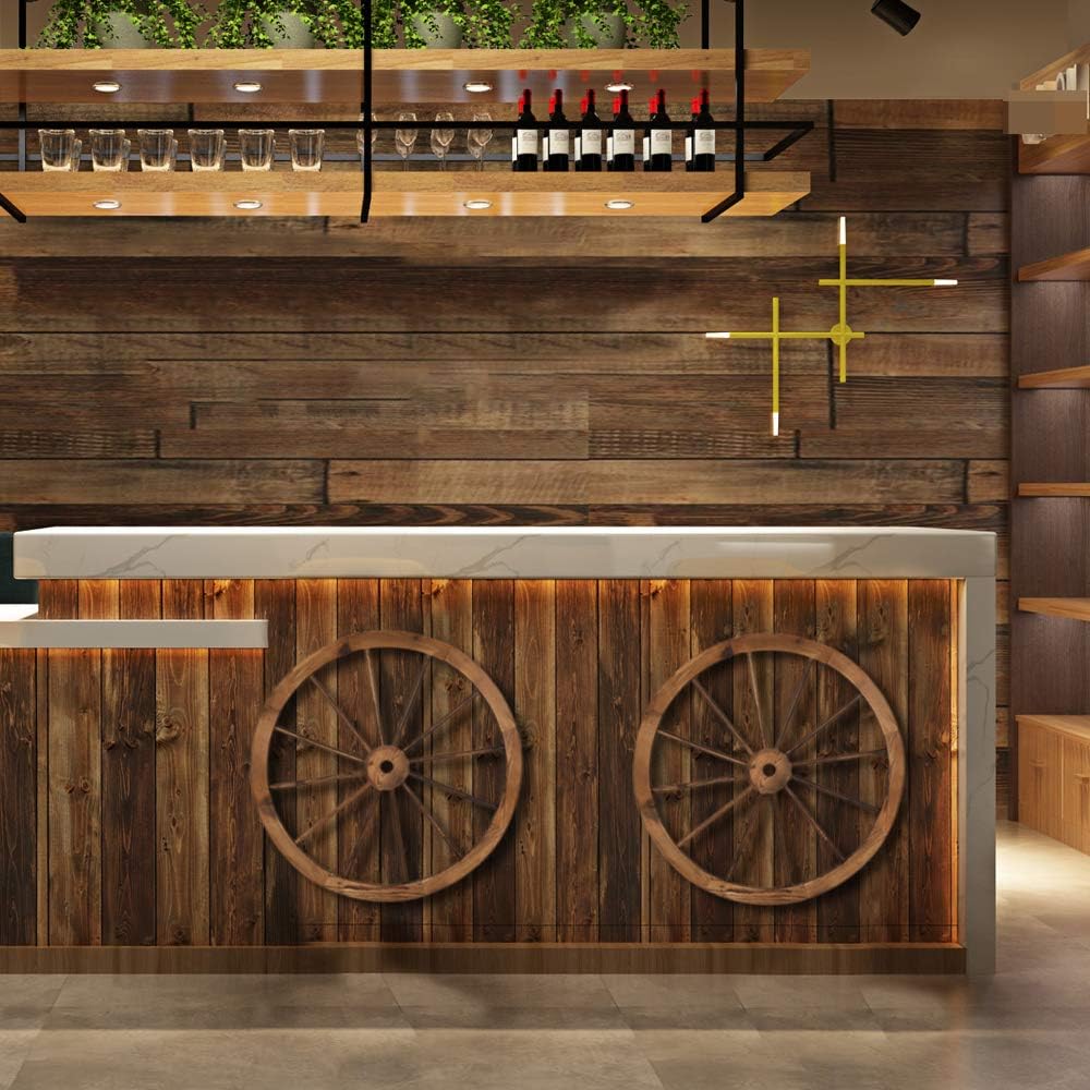 Volowoo Set med 2 Dekorativa Trähjul, Trävagnshjul, Vintage Gammal Vilda Västern Stil Väggbonad Vagn, Trädgårds Konst Väggdekor för Bar, Garage,