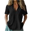 Womens Linen Short Sleeve V Neck Casual Blouse Loose Fit Lightweight Summer Top for Daily Work Travel Beach Wear