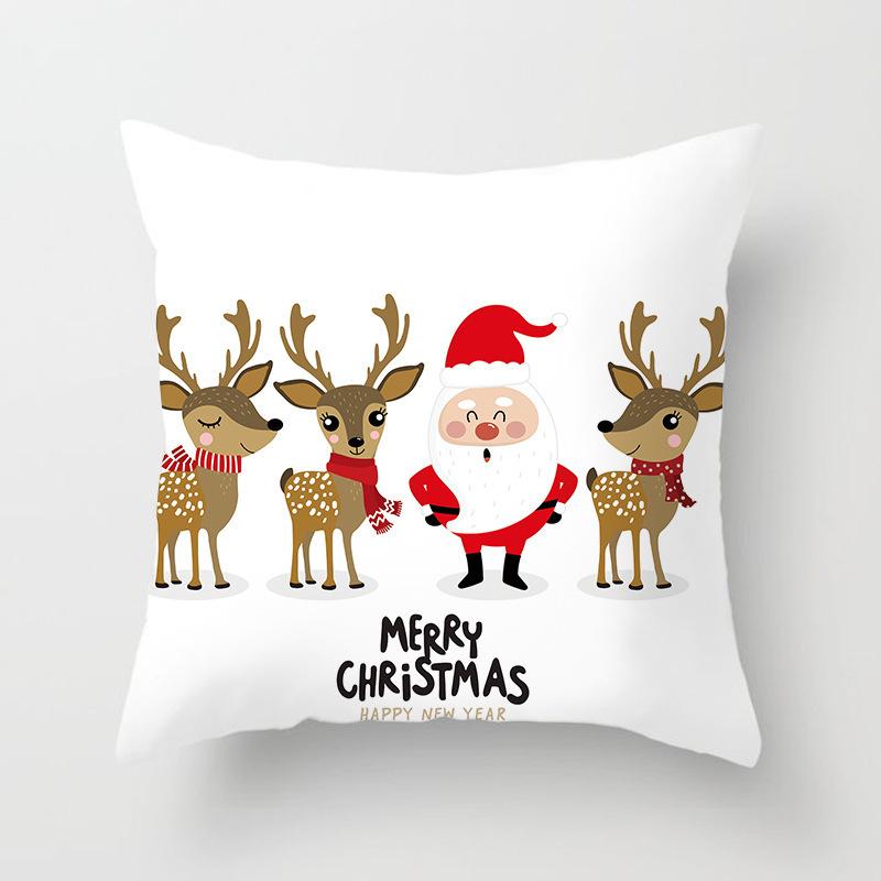 Christmas-Themed Pattern Throw Pillow Cover With Short Plush Print For Living Room Sofa Decoration Cushion Cover Pillow Covers