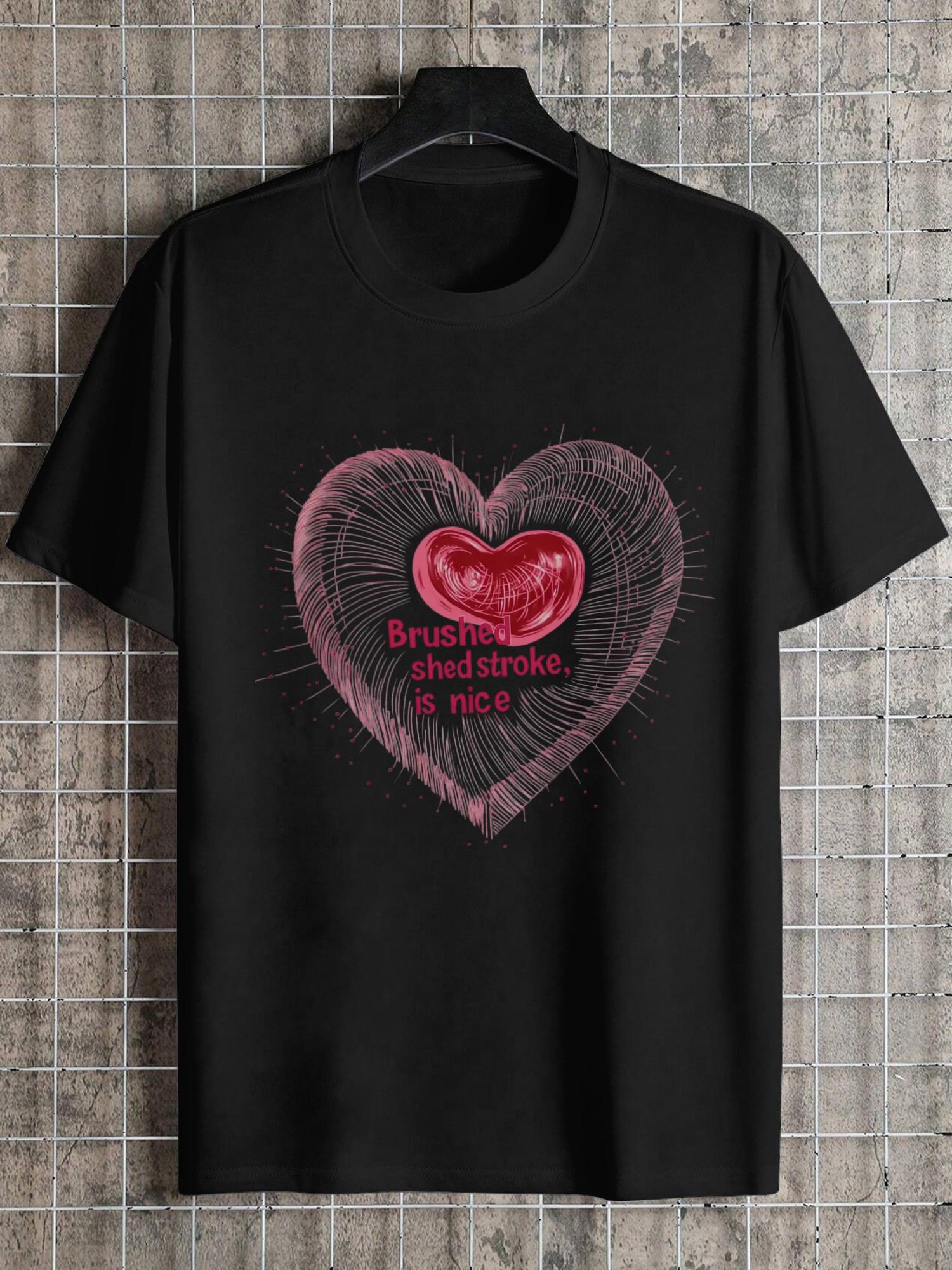 

1pc Heart-shaped geometric patterned T-shirt XXL