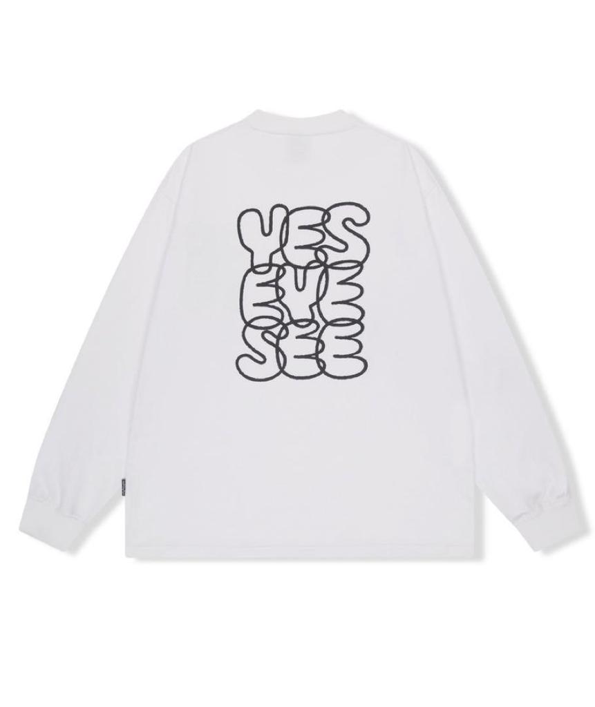 [USED] YES EYE SEE White Long Sleeve T-Shirt, Size L