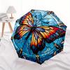 Stunning Butterfly Stained  DecorUmbrella, Portable 3-Fold Compact Umbrella,Christmas Gift ES531