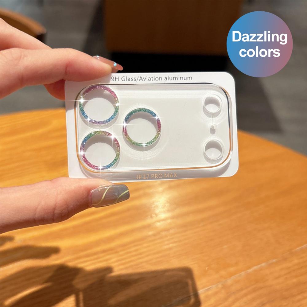Tempered Glass Camera Protector Film For iPhone 17 ProMax 17Pro 17Air 17 Back Lens Glitter Star Cover Protective Cap Lens Film