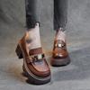 The First Layer of Cowhide Loafers for Women's Spring and Autumn 2025 New Leather Muffin Thick-soled One-pedal Casual Women's Single Shoes