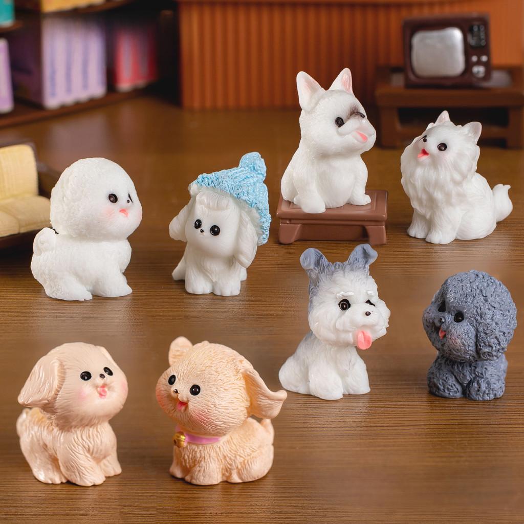 Cute Resin Dog Figurine Collection Miniature Office Desk Decor Blind Box Set