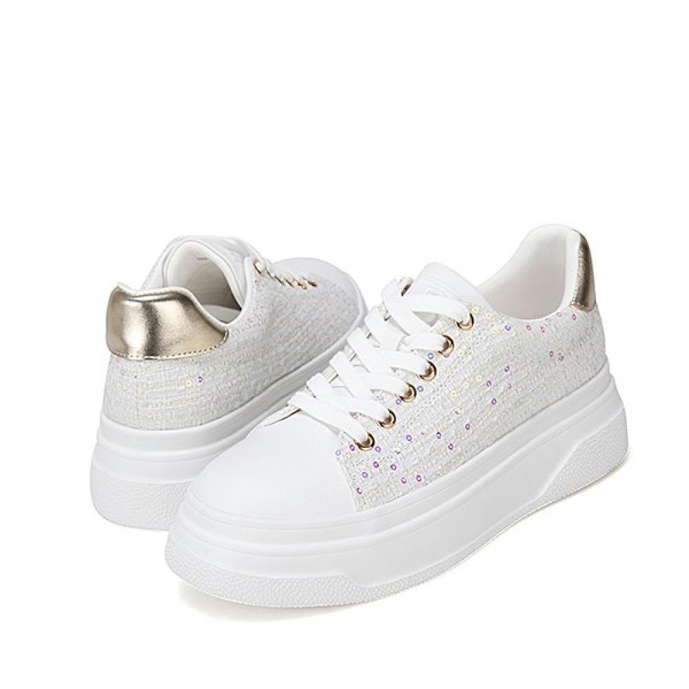 BARBARA Leather Sequin Tweed Women S SneakerS 6cm Bbh165iv