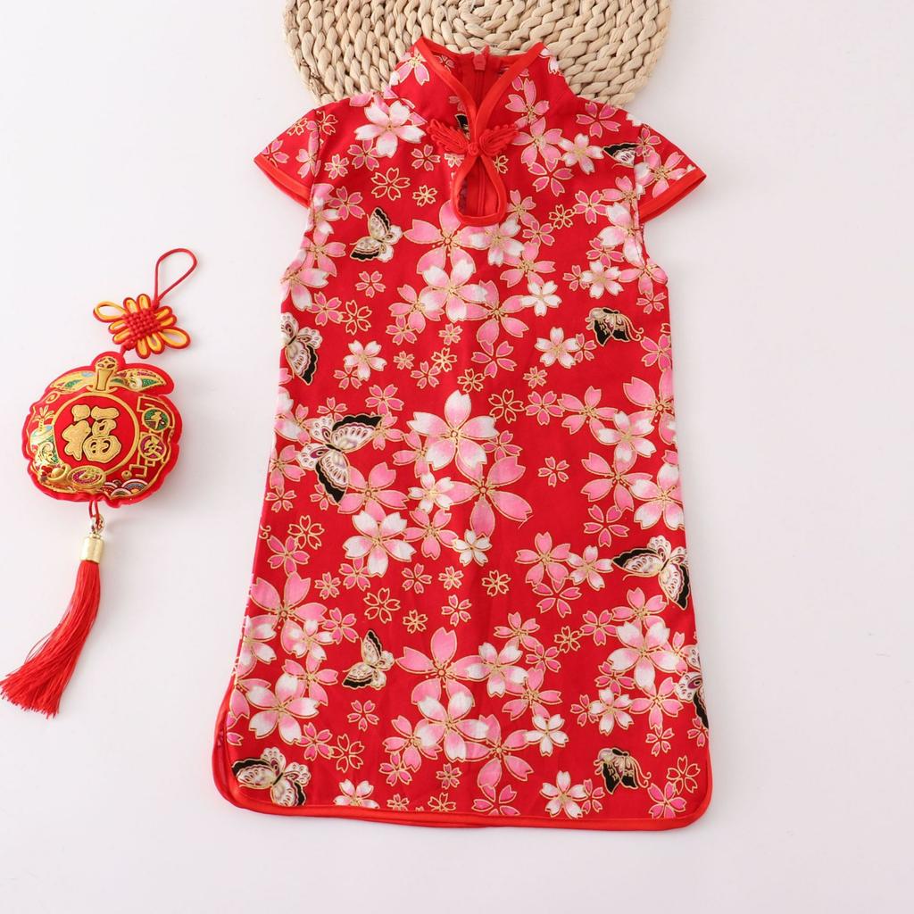Girls' Cheongsam Performance Clothes, Chinese Style, Big Children's Dress, Princess Dress, Summer Dress